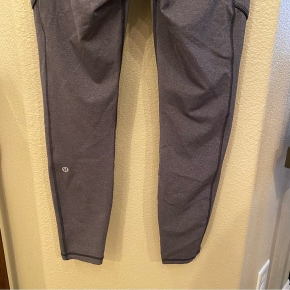LULULEMON Women Gray Side Pockets Athletic Leggings Pants Size 8 - Picture 7 of 9